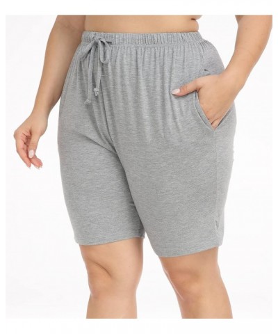 Women's Plus Size Casual Shorts Yoga Lounge Athletic Shorts Pajama Walking Workout Shorts with Pockets Light Grey $8.24 Activ...