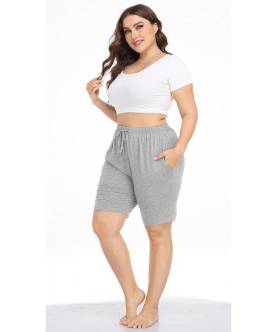 Women's Plus Size Casual Shorts Yoga Lounge Athletic Shorts Pajama Walking Workout Shorts with Pockets Light Grey $8.24 Activ...