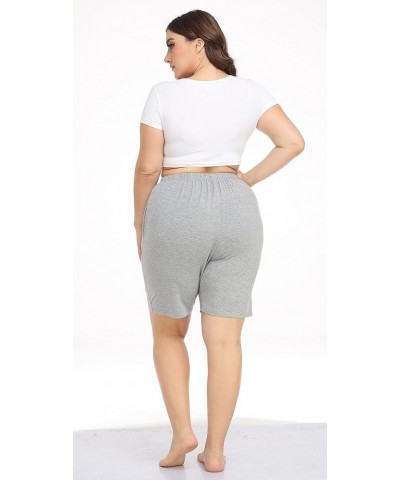 Women's Plus Size Casual Shorts Yoga Lounge Athletic Shorts Pajama Walking Workout Shorts with Pockets Light Grey $8.24 Activ...