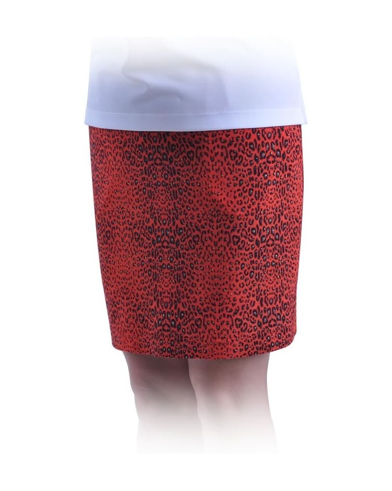 Women's Glitzy Leopard Print Knit Skort 2882 Salmon Pink/Black $10.07 Activewear