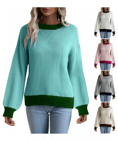 Womens Fall Classic Pullovers Tops Fashion Casual Wear Long Sleeve Round Neck Sweater Loose Comfy Shirts Blouse 012 Green $12...