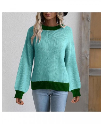 Womens Fall Classic Pullovers Tops Fashion Casual Wear Long Sleeve Round Neck Sweater Loose Comfy Shirts Blouse 012 Green $12...