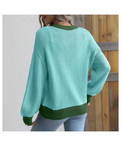 Womens Fall Classic Pullovers Tops Fashion Casual Wear Long Sleeve Round Neck Sweater Loose Comfy Shirts Blouse 012 Green $12...