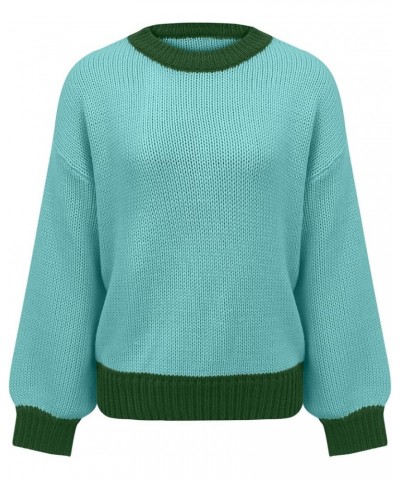 Womens Fall Classic Pullovers Tops Fashion Casual Wear Long Sleeve Round Neck Sweater Loose Comfy Shirts Blouse 012 Green $12...