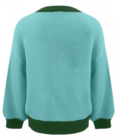 Womens Fall Classic Pullovers Tops Fashion Casual Wear Long Sleeve Round Neck Sweater Loose Comfy Shirts Blouse 012 Green $12...