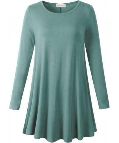 Plus Size Tunic Tops Long Sleeve Shirts for Women Swing Flowy Loose Fit Clothes for Leggings Grayish Green $15.28 Tops