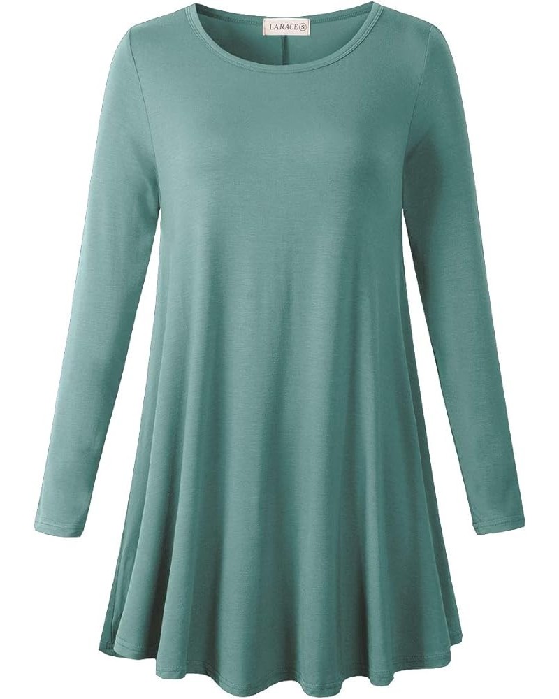 Plus Size Tunic Tops Long Sleeve Shirts for Women Swing Flowy Loose Fit Clothes for Leggings Grayish Green $15.28 Tops