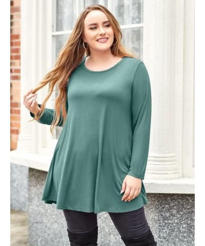 Plus Size Tunic Tops Long Sleeve Shirts for Women Swing Flowy Loose Fit Clothes for Leggings Grayish Green $15.28 Tops