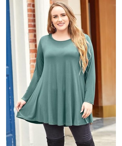 Plus Size Tunic Tops Long Sleeve Shirts for Women Swing Flowy Loose Fit Clothes for Leggings Grayish Green $15.28 Tops