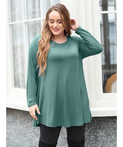 Plus Size Tunic Tops Long Sleeve Shirts for Women Swing Flowy Loose Fit Clothes for Leggings Grayish Green $15.28 Tops