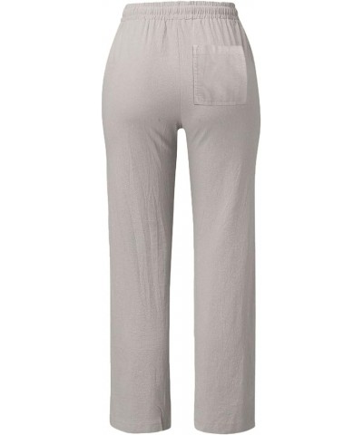 Linen Pants for Women with Pockets Wide Leg Work Trousers Casual High Waisted Straight Leg Pants Comfy Summer Travel Pants A3...