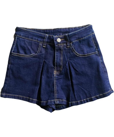 Women's Casual Summer Short High Waist Layered Ruffle Denim Print Skirt Shorts Jeans with Flounce Hem 01-blue $11.50 Shorts