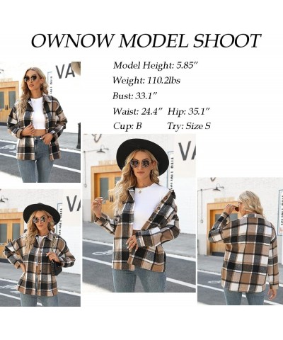 Women's 2023 Casual Plaid Shacket Long Sleeve Button Down Lapel Pocketed Jacket Shacket Coat A2-grey $15.17 Jackets