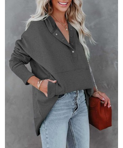 Womens Oversized Hoodies and Sweatshirt V Neck Button up Loose Fit Henley Shirt 2022 Fall Fashion D-dark Grey $21.55 Hoodies ...