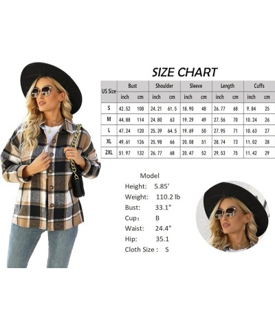 Women's 2023 Casual Plaid Shacket Long Sleeve Button Down Lapel Pocketed Jacket Shacket Coat A2-grey $15.17 Jackets