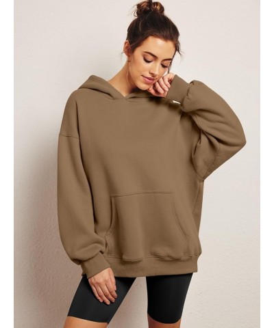 Womens Oversized Sweatshirts Fleece Hoodies Long Sleeve Shirts Pullover Fall Clothes with Pocket Khaki $21.72 Hoodies & Sweat...