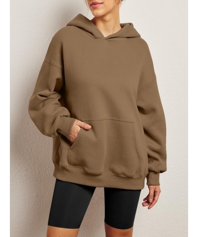 Womens Oversized Sweatshirts Fleece Hoodies Long Sleeve Shirts Pullover Fall Clothes with Pocket Khaki $21.72 Hoodies & Sweat...