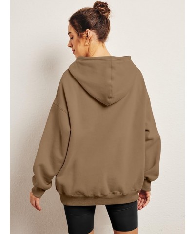 Womens Oversized Sweatshirts Fleece Hoodies Long Sleeve Shirts Pullover Fall Clothes with Pocket Khaki $21.72 Hoodies & Sweat...