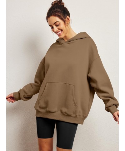 Womens Oversized Sweatshirts Fleece Hoodies Long Sleeve Shirts Pullover Fall Clothes with Pocket Khaki $21.72 Hoodies & Sweat...