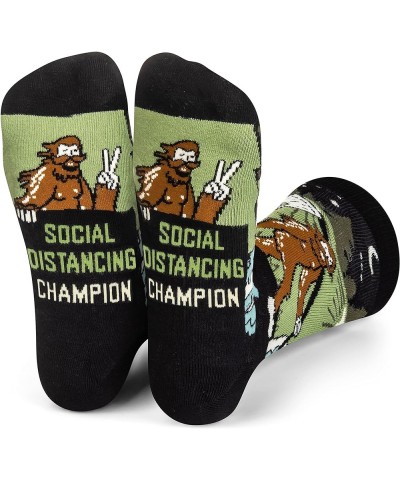 Funny Socks for Outdoor Activities Lovers and More - Novelty Gifts for Men, Women, and Teens Social Distancing Champion (Bigf...