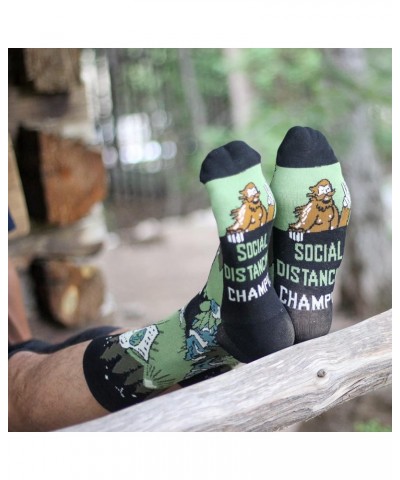 Funny Socks for Outdoor Activities Lovers and More - Novelty Gifts for Men, Women, and Teens Social Distancing Champion (Bigf...