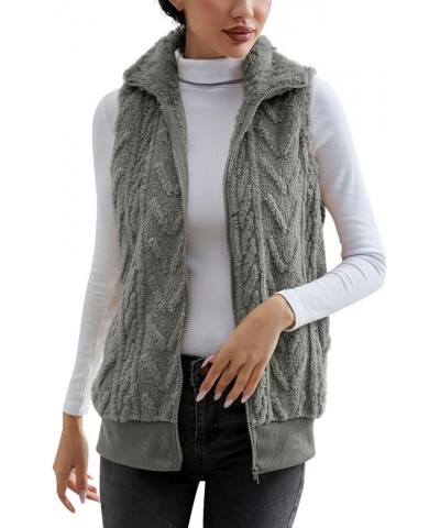 Vests For Women Winter Casual Zip Up Fleece Shaggy Jackets Coats Fashion Graphic Plus Size Cardigan Sweaters Outwear V6-gray ...