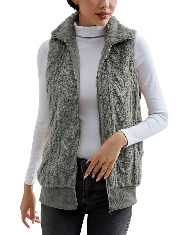 Vests For Women Winter Casual Zip Up Fleece Shaggy Jackets Coats Fashion Graphic Plus Size Cardigan Sweaters Outwear V6-gray ...