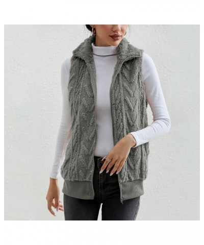 Vests For Women Winter Casual Zip Up Fleece Shaggy Jackets Coats Fashion Graphic Plus Size Cardigan Sweaters Outwear V6-gray ...