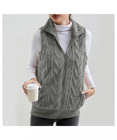 Vests For Women Winter Casual Zip Up Fleece Shaggy Jackets Coats Fashion Graphic Plus Size Cardigan Sweaters Outwear V6-gray ...