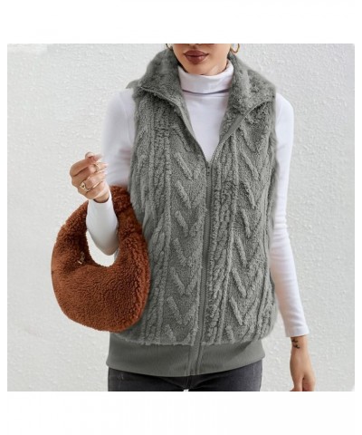 Vests For Women Winter Casual Zip Up Fleece Shaggy Jackets Coats Fashion Graphic Plus Size Cardigan Sweaters Outwear V6-gray ...