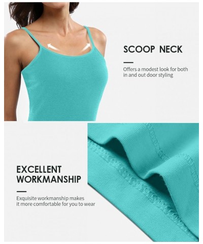 Women's Cotton Camisole Tank Top with Shelf Bra Spaghetti Strap Basic Cami Undershirt 2 Pack Aqua/Black 2 Pack $16.49 Tanks