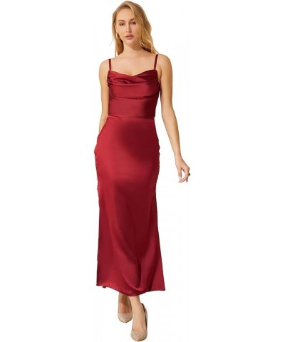 Wedding Bridesmaid Dresses Short Satin Mermaid Cocktail Maxi Dresses for Women Evening Party Red $32.79 Dresses