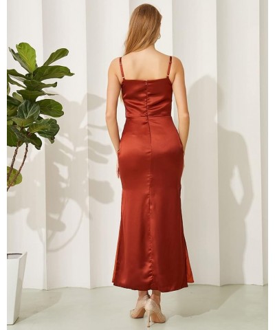 Wedding Bridesmaid Dresses Short Satin Mermaid Cocktail Maxi Dresses for Women Evening Party Red $32.79 Dresses