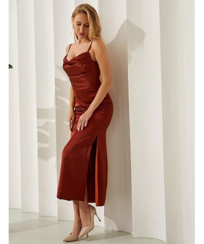 Wedding Bridesmaid Dresses Short Satin Mermaid Cocktail Maxi Dresses for Women Evening Party Red $32.79 Dresses