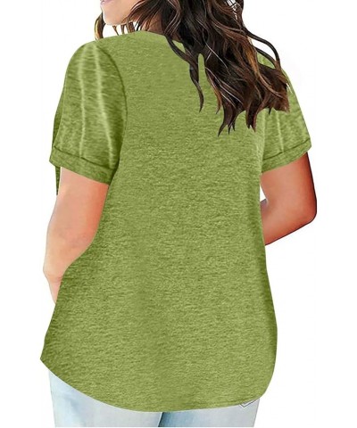 Plus Size Tops for Women Summer Fashion V-Neck Short Sleeve Tops Loose Comfy Blouse Tee Tops Oversized T-Shirts Green 02 $6.2...