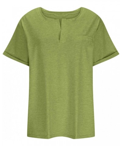 Plus Size Tops for Women Summer Fashion V-Neck Short Sleeve Tops Loose Comfy Blouse Tee Tops Oversized T-Shirts Green 02 $6.2...