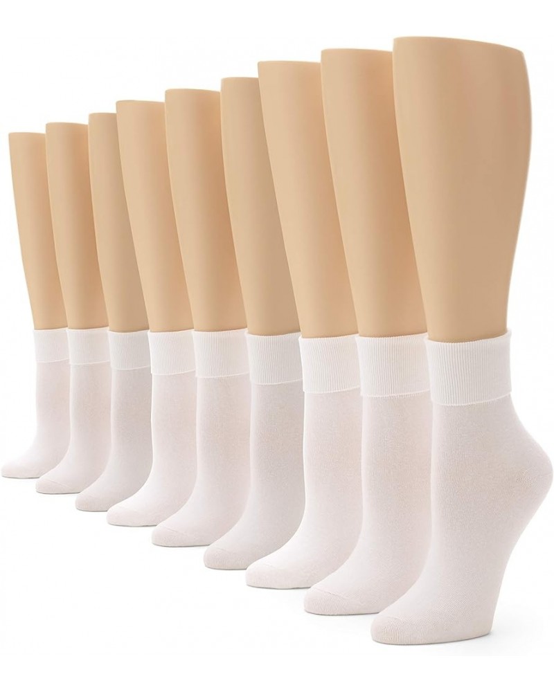 Women's Cotton Basic Cuff Sock White - 9 Pair Pack $13.72 Socks