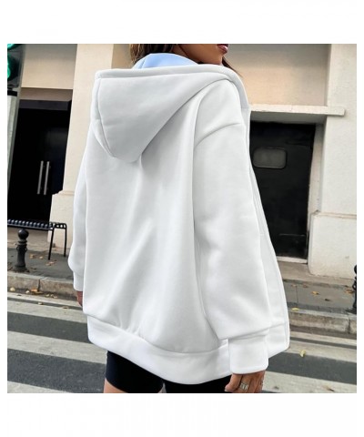 Women Letter Graphic Print Zip Up Hoodie Color Block Pocket Front Long Sleeve Drop Shoulder Casual Zipper Hooded Blue $18.80 ...