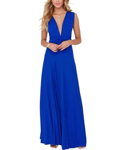 Women's Bridesmaid Dress Convertible Multiway Wrap Backless Maxi Cocktail Wedding Guest Party Dress Blue $24.63 Dresses