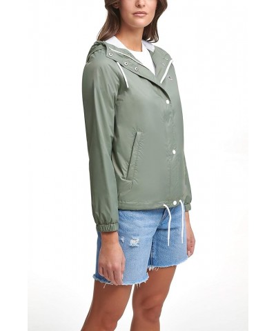 Women's Retro Hooded Rain Windbreaker Jacket (Standard & Plus Sizes) Standard Sea Spray Green $38.26 Jackets