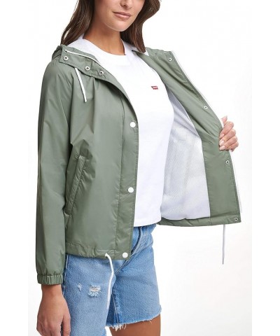 Women's Retro Hooded Rain Windbreaker Jacket (Standard & Plus Sizes) Standard Sea Spray Green $38.26 Jackets