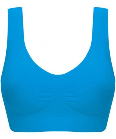 Women's 3Pcs/5Pcs Full Figure No Bounce Plus Size Camisole Wirefree Back Close Sports Bras Blue3 $23.37 Lingerie