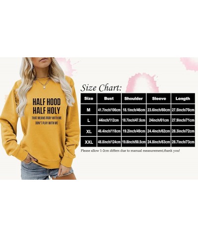 Half Hood Half Holy Sweatshirt Women Ladies Casual Crewneck Long Sleeve Pullover Tops Tee Shirt 2023 Yellow 2 $16.42 Hoodies ...