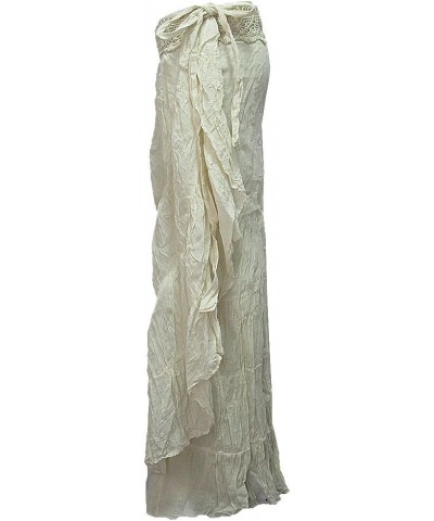 Women's Crochet Waist Ruffle Wrap Around Long Skirt Off-white (49) $16.72 Skirts