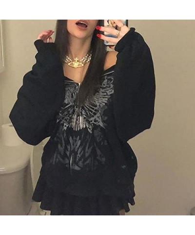 Women Pink Heart Print Zip Up Y2K Velvet Crop Hoodies Long Sleeve Kawaii Cropped Sweatshirts Cute Clothes X-black 1 $10.39 Ho...