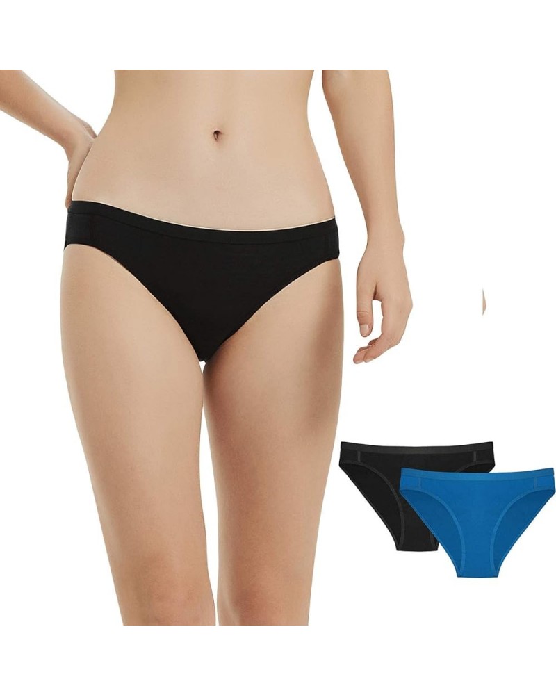 METARINO 2 Pack Women's Underwear Panties Soft Merino Wool Sports Active Briefs Black Blue $19.94 Lingerie