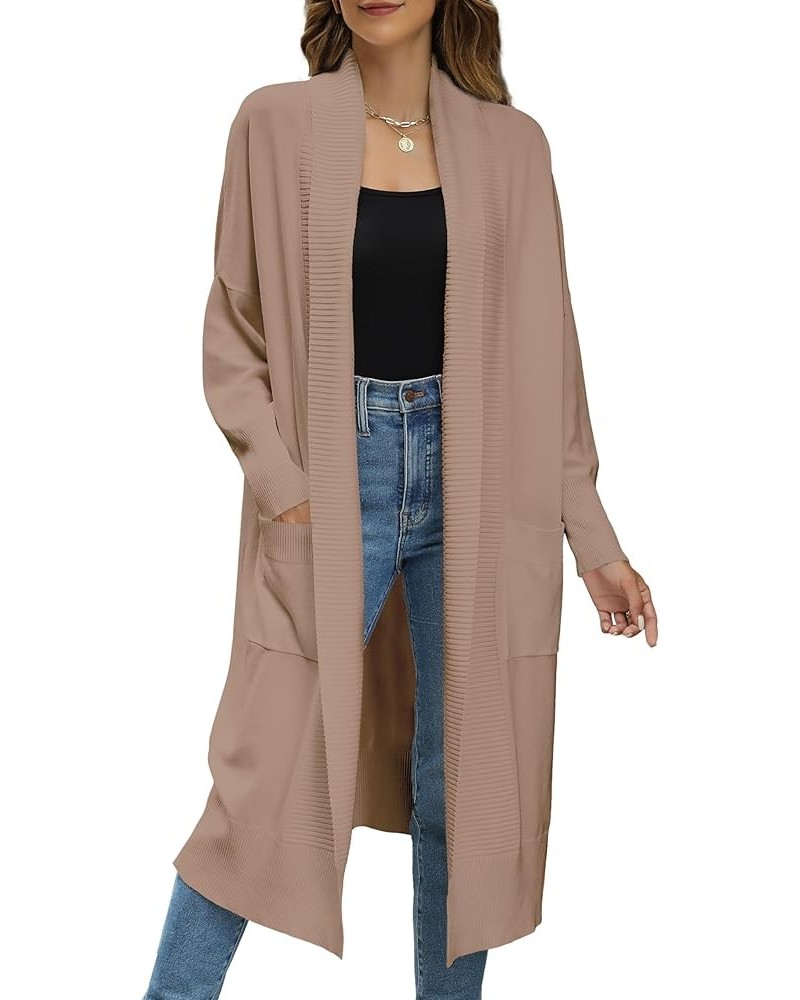 Chunky Cardigans for Women Oversized Open Front Sweater Coat Maxi Long Knitted Cardigans with Pockets A - Camel $22.50 Sweaters