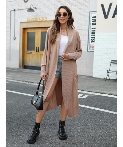 Chunky Cardigans for Women Oversized Open Front Sweater Coat Maxi Long Knitted Cardigans with Pockets A - Camel $22.50 Sweaters