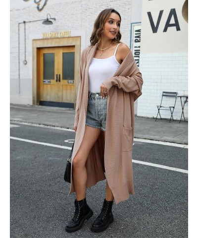 Chunky Cardigans for Women Oversized Open Front Sweater Coat Maxi Long Knitted Cardigans with Pockets A - Camel $22.50 Sweaters