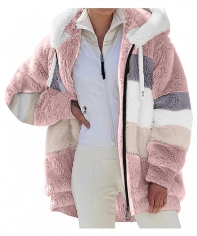 Winter Coats for Women Fuzzy Fleece Jacket Sherpa Jacket Faux Fur Coat Casual Warm Fall Winter Outerwear C-pink $17.09 Coats